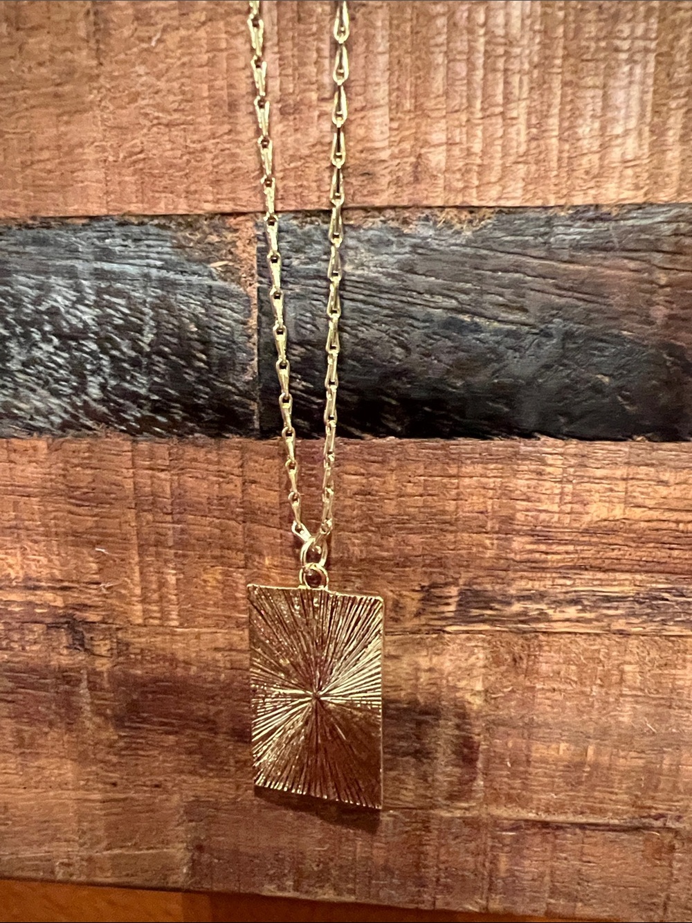 Uncommon James Gold Rectangular Sunburst Pendant Necklace